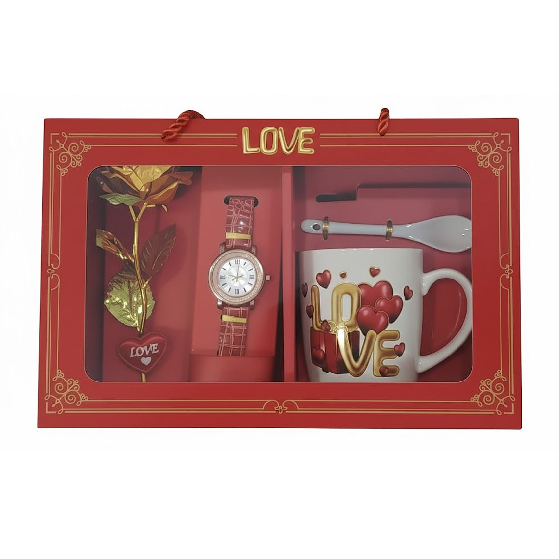 Set de taza con cuchara y reloj y flor Regalo 1