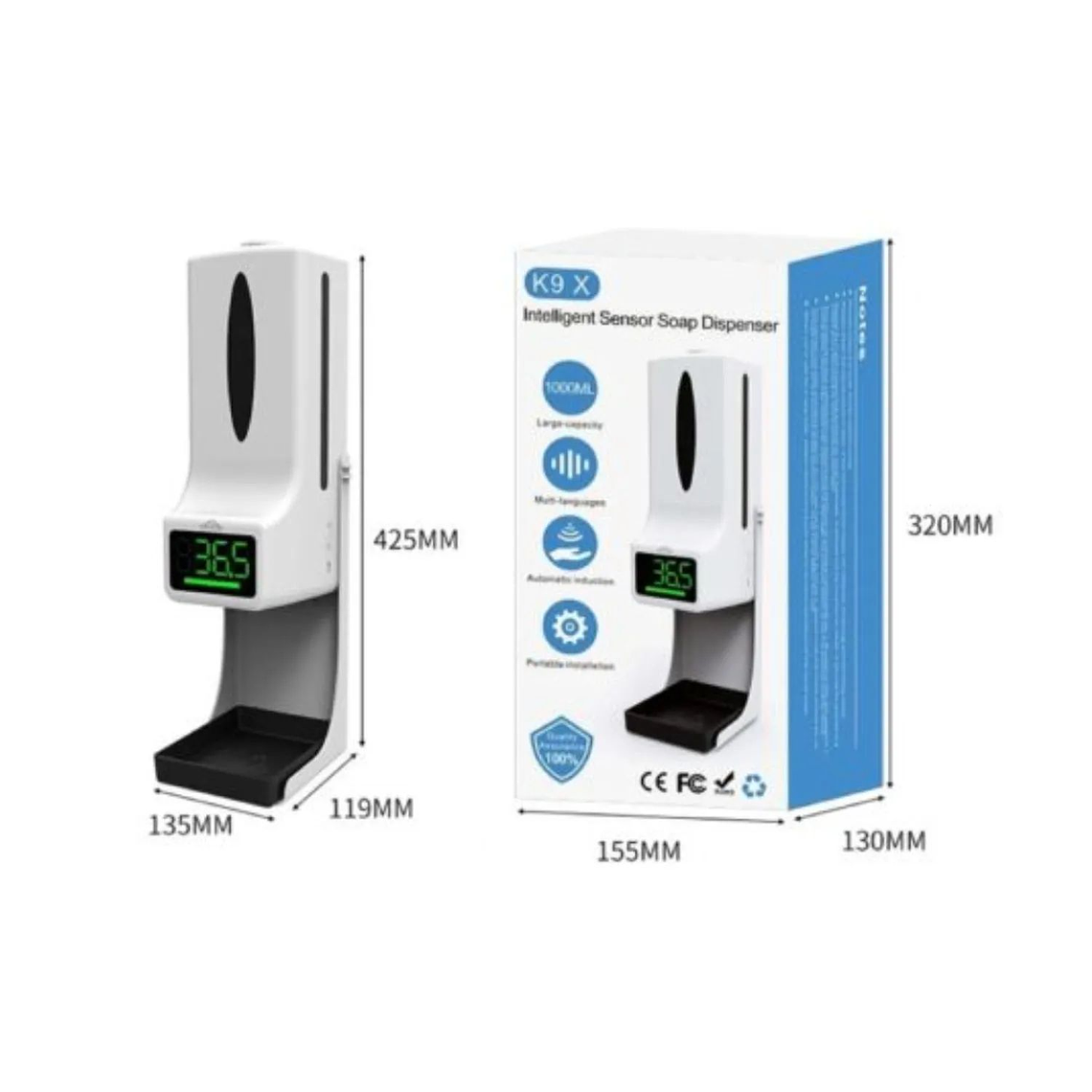 Dispensador con Sensor Inteligente y Termómetro K9X 4