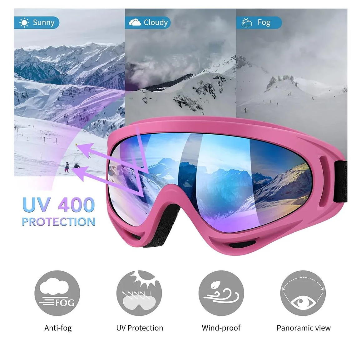 Antiparras Lente Ajustable Deportivo Protección Para Nieve Azul 7