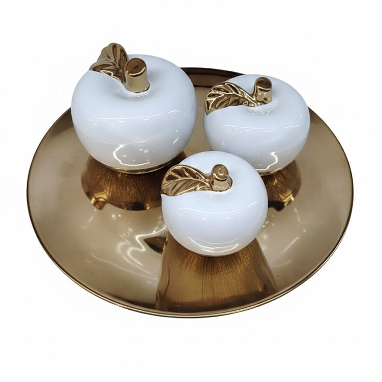 Centro de mesa manzanas con bandeja 1