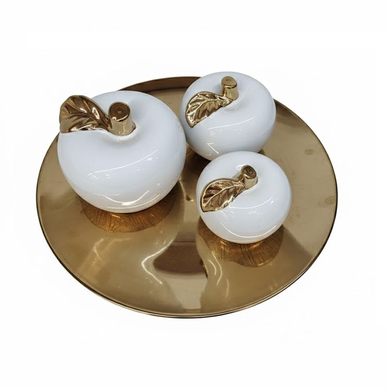 Centro de mesa manzanas con bandeja 2