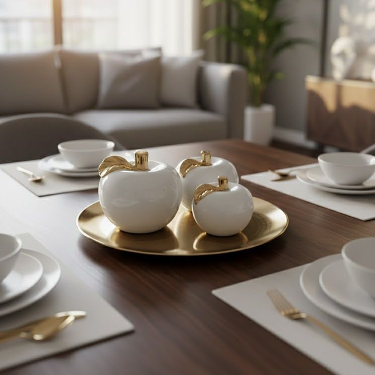 Centro de mesa manzanas con bandeja 3