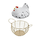 Organizador De Huevos Porta Huevos Gallina Metal Ceramica Blanco Dorado - Miniatura 4