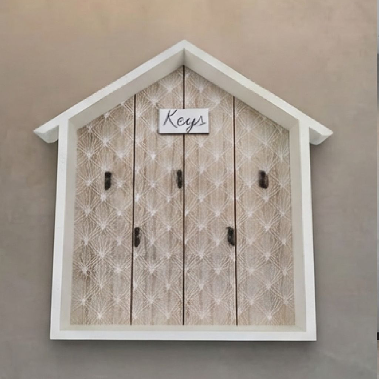 Porta Llaves De Pared Estante De Pared De Madera Con Ganchos 1