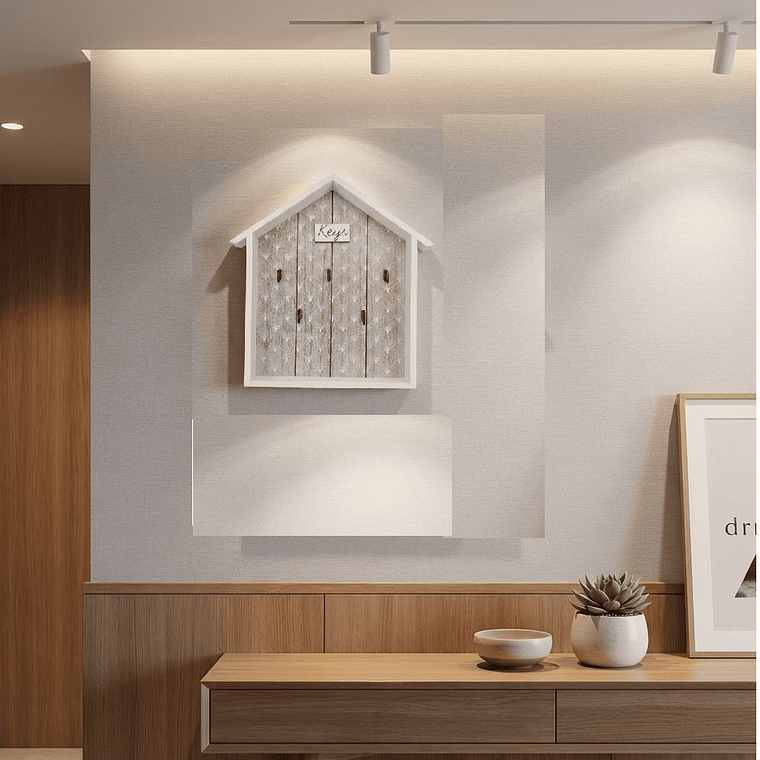 Porta Llaves De Pared Estante De Pared De Madera Con Ganchos 2