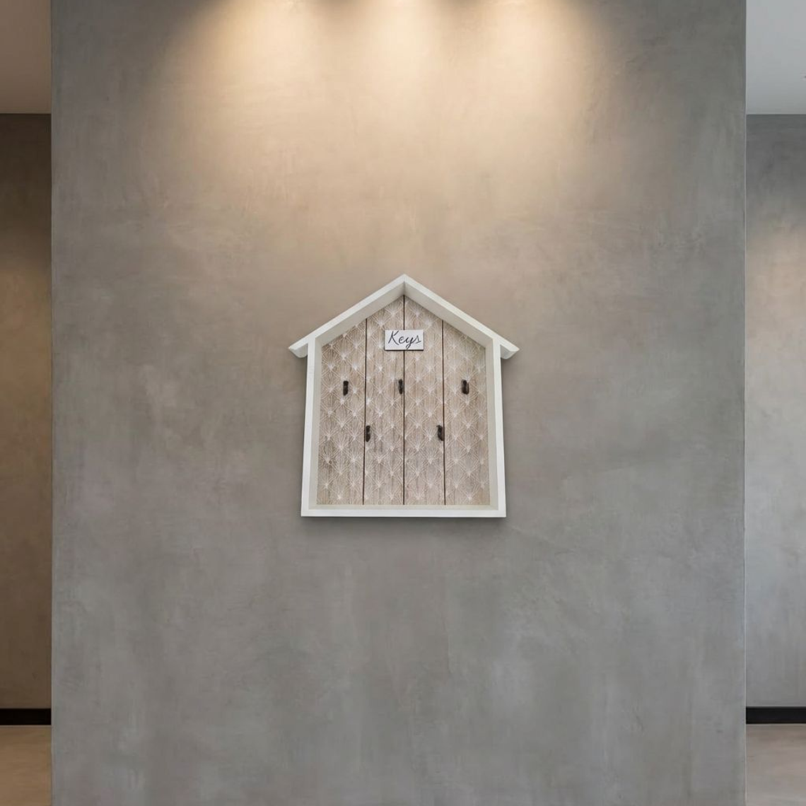 Porta Llaves De Pared Estante De Pared De Madera Con Ganchos 3