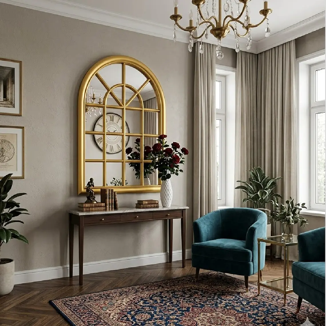 Espejo Forma Ventana, Color Dorado 69x50cm 2