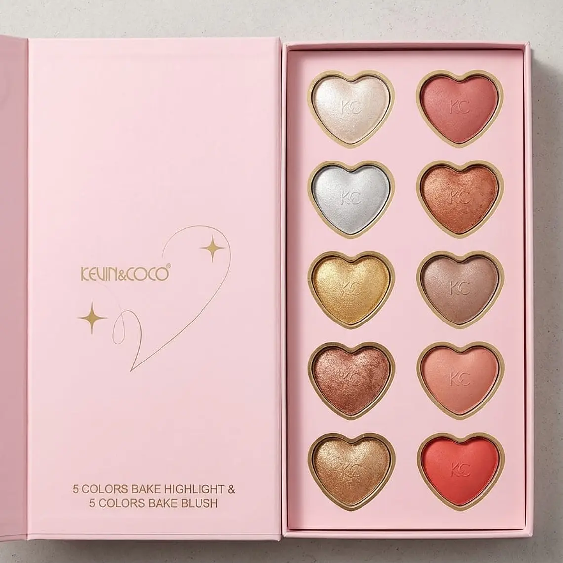 Paleta de Rostro Kevin & Coco: Bake Highlight & Blush (10 Tonos) 2