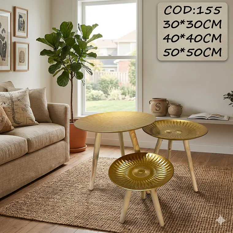 Set de 3 Mesas Nido Golden Sun – Elegancia Versátil 2