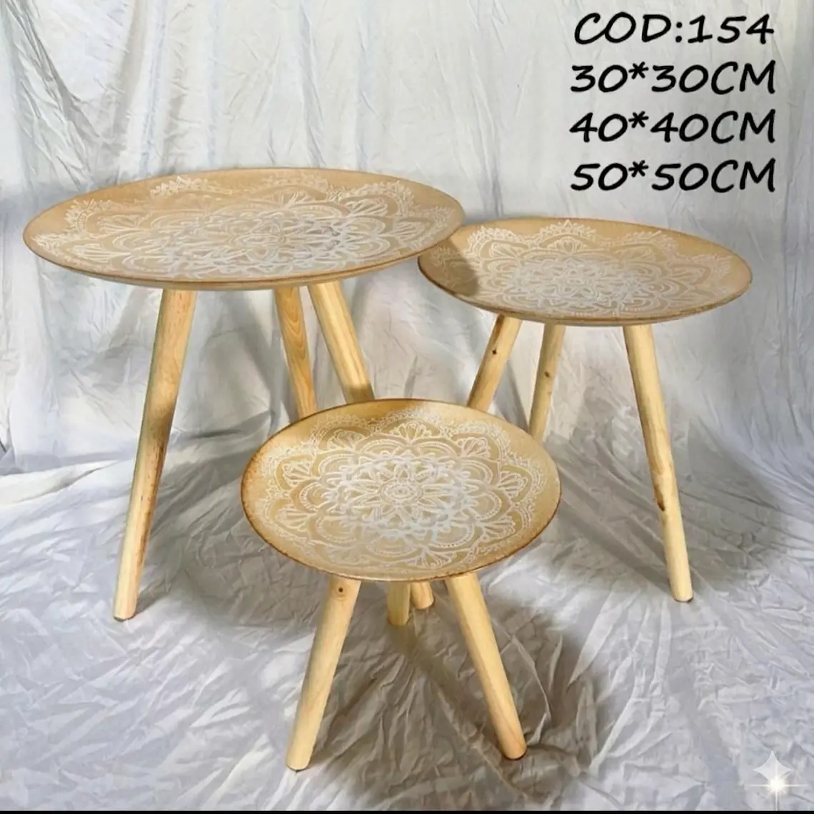 Set de 3 Mesas Nido Mandala – Calidez y Arte en tu Hogar 2