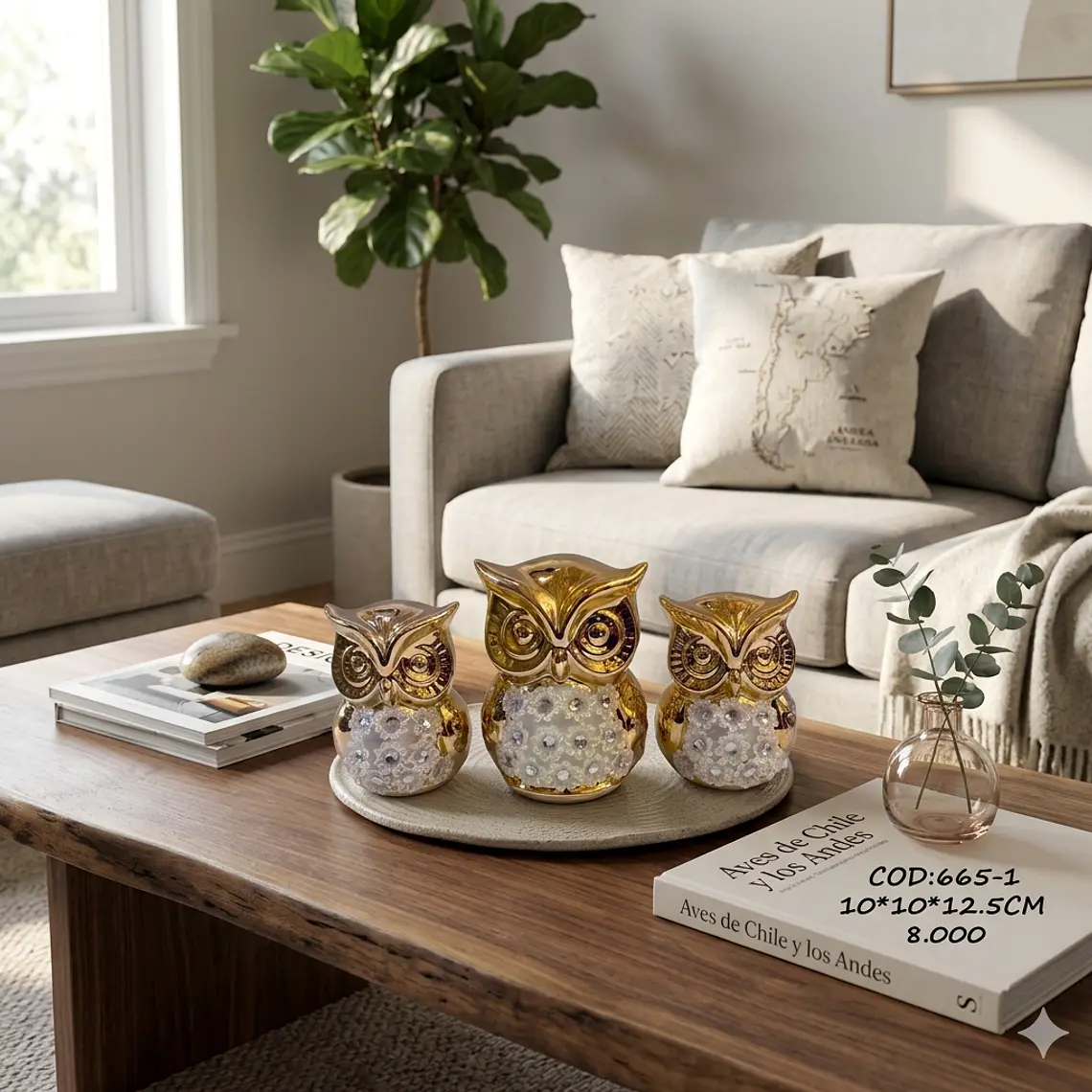 Trío de Búhos Decorativos 