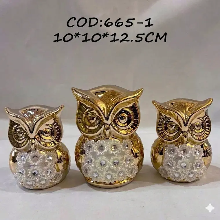 Trío de Búhos Decorativos 