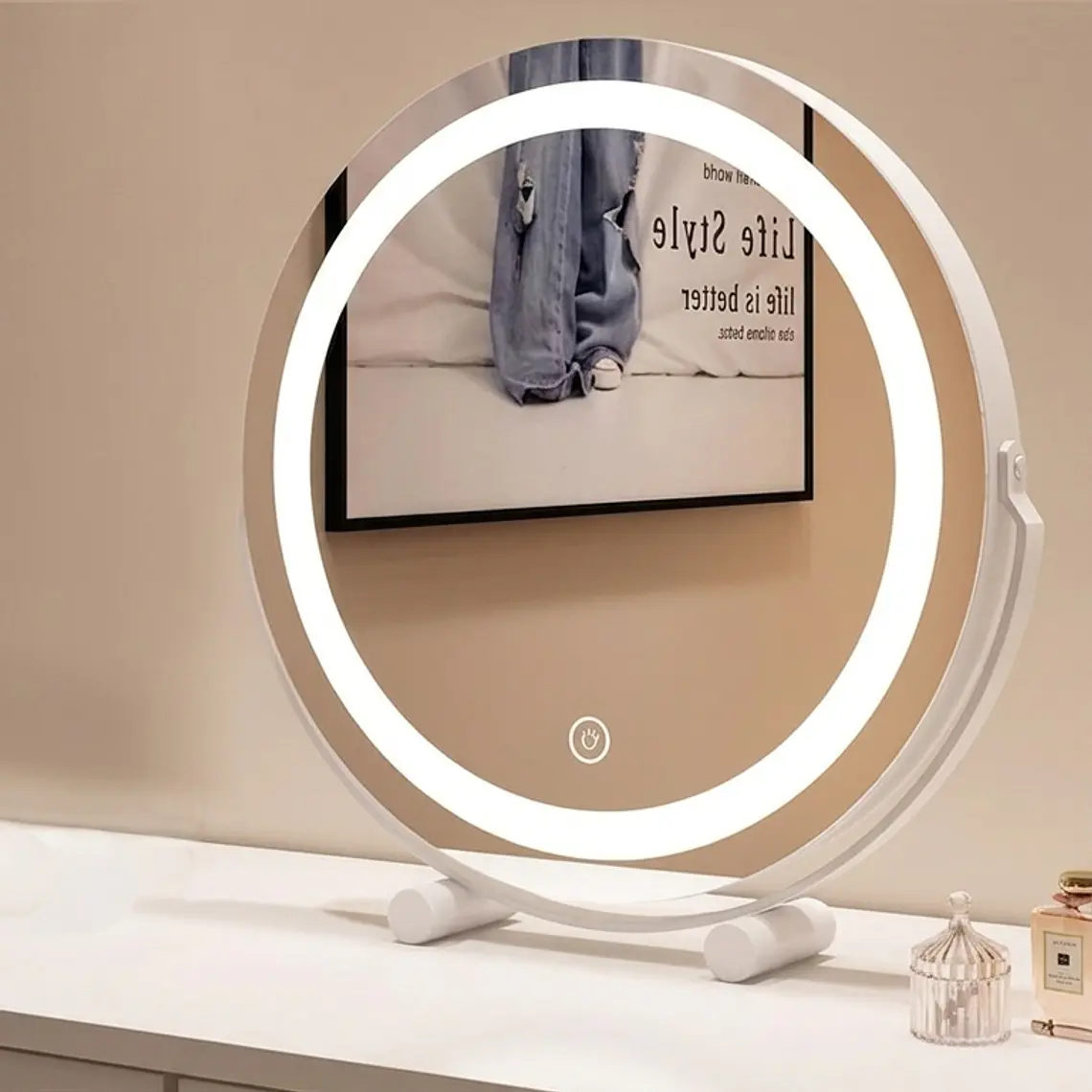 Espejo Tocador Circular LED 42cm Blanco 1