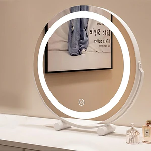 Espejo Tocador Circular LED 42cm Blanco
