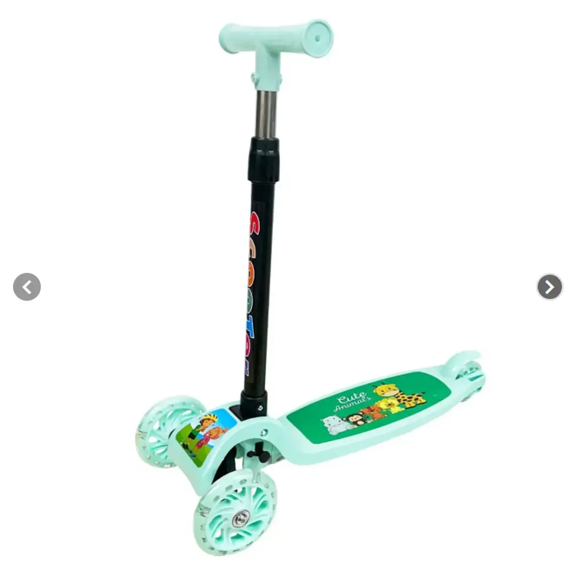 Scooter monopatín niños verde 3 ruedas con luces  1