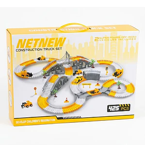 Pista de Carreras Flexible y Vehículos de Construcción NETNEW 425 Piezas