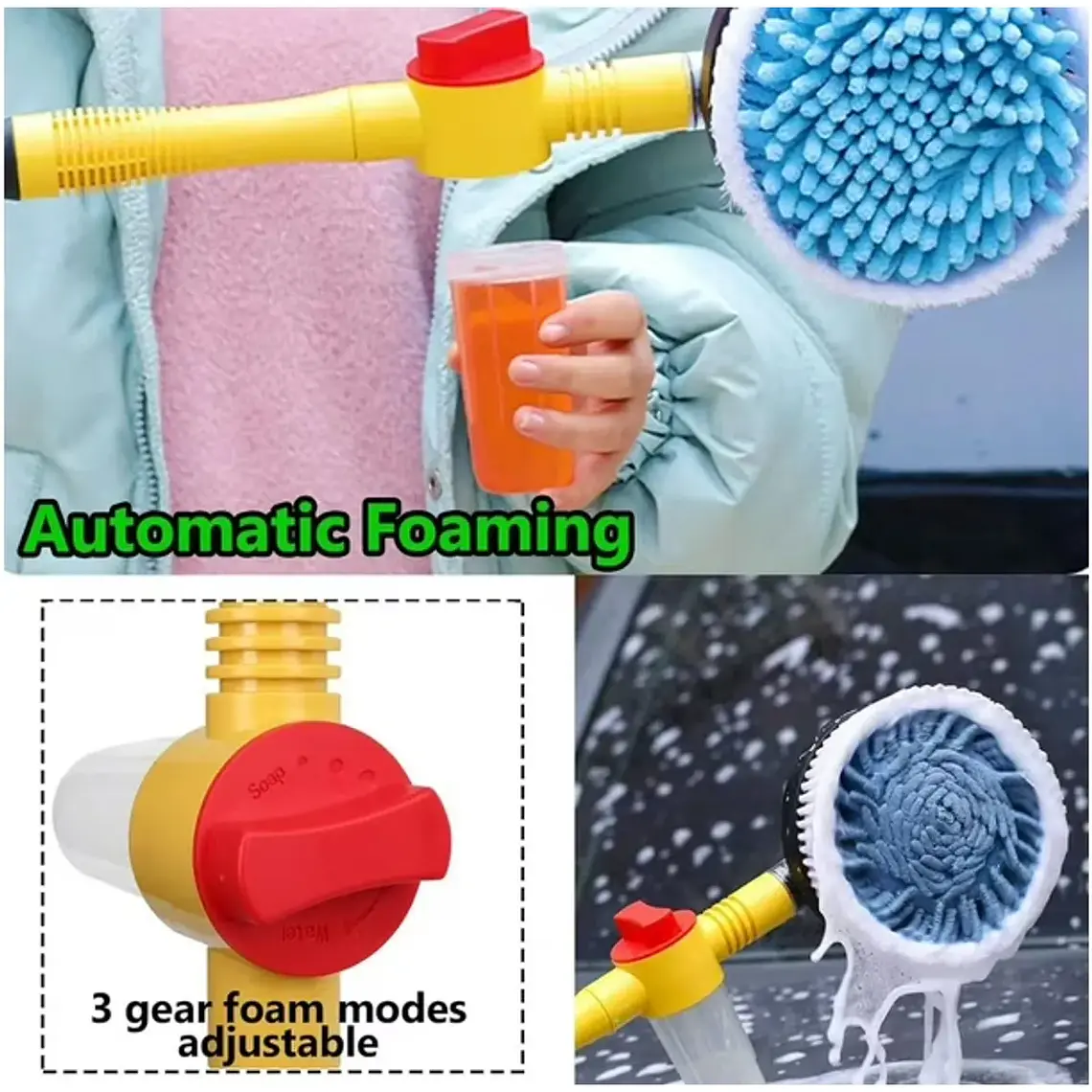 Cepillo Para Lavado De Autos Rotatorio amarillo 3
