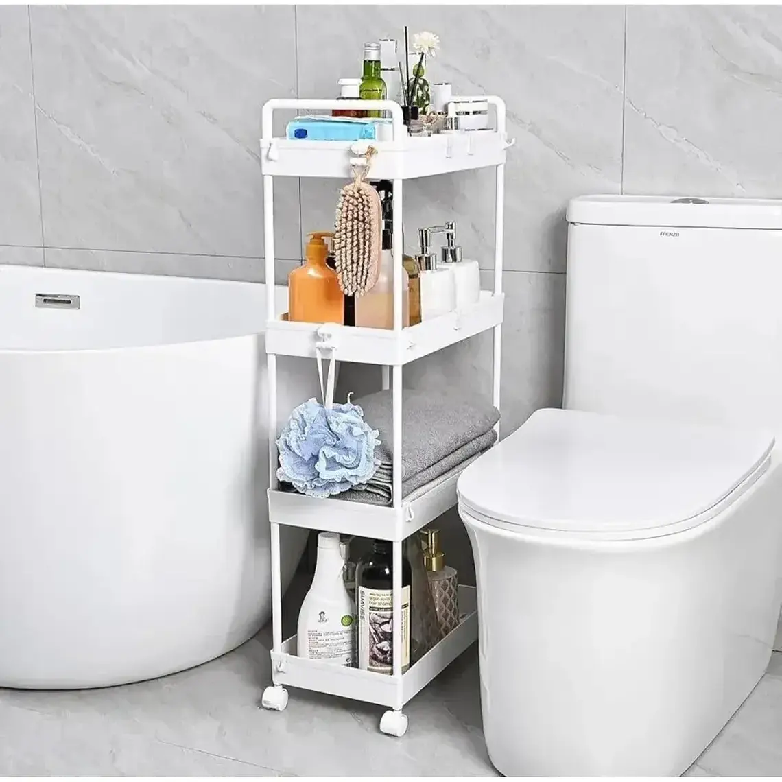 Carro Organizador Estante De Baño / Cocina De 4 Niveles Con Ruedas 2