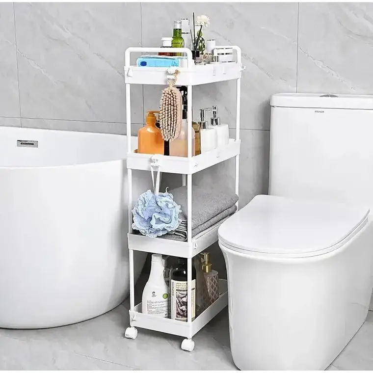 Carro Organizador Estante De Baño / Cocina De 4 Niveles Con Ruedas 2