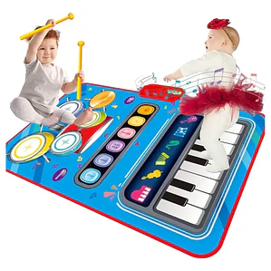 Alfombra Musical Piano y Tambor 2 en 1 para Niños 80x50 cm Portátil