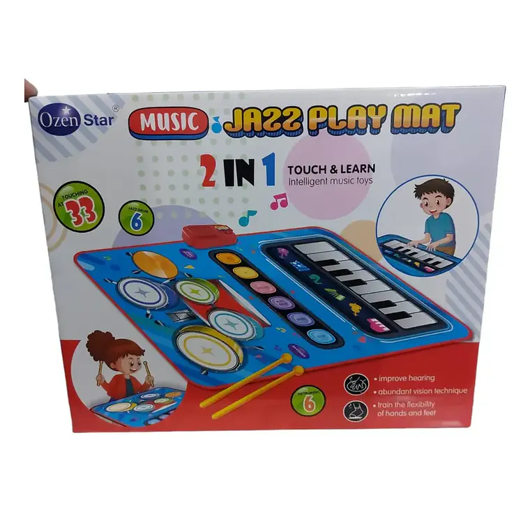 Alfombra Musical Piano y Tambor 2 en 1 para Niños 80x50 cm Portátil 3