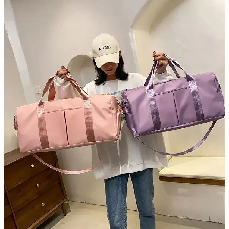 Bolso Deportivo viaje o gym Con Separación negro verde lila 3