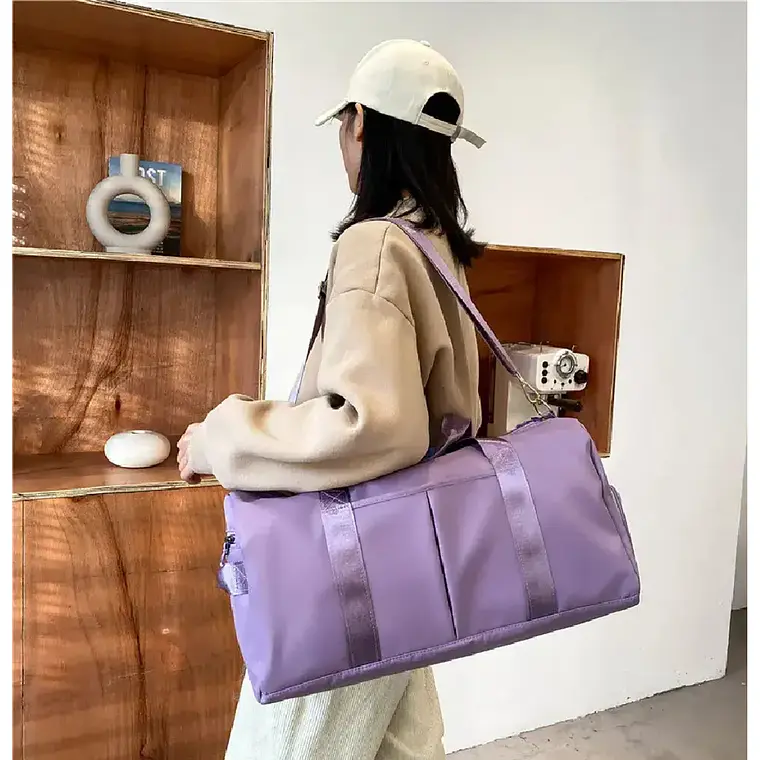 Bolso Deportivo viaje o gym Con Separación negro verde lila 5