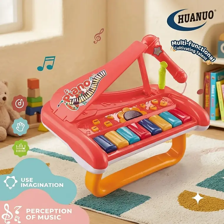 Piano de Juguete Multifuncional de 8 Teclas con Micrófono 2