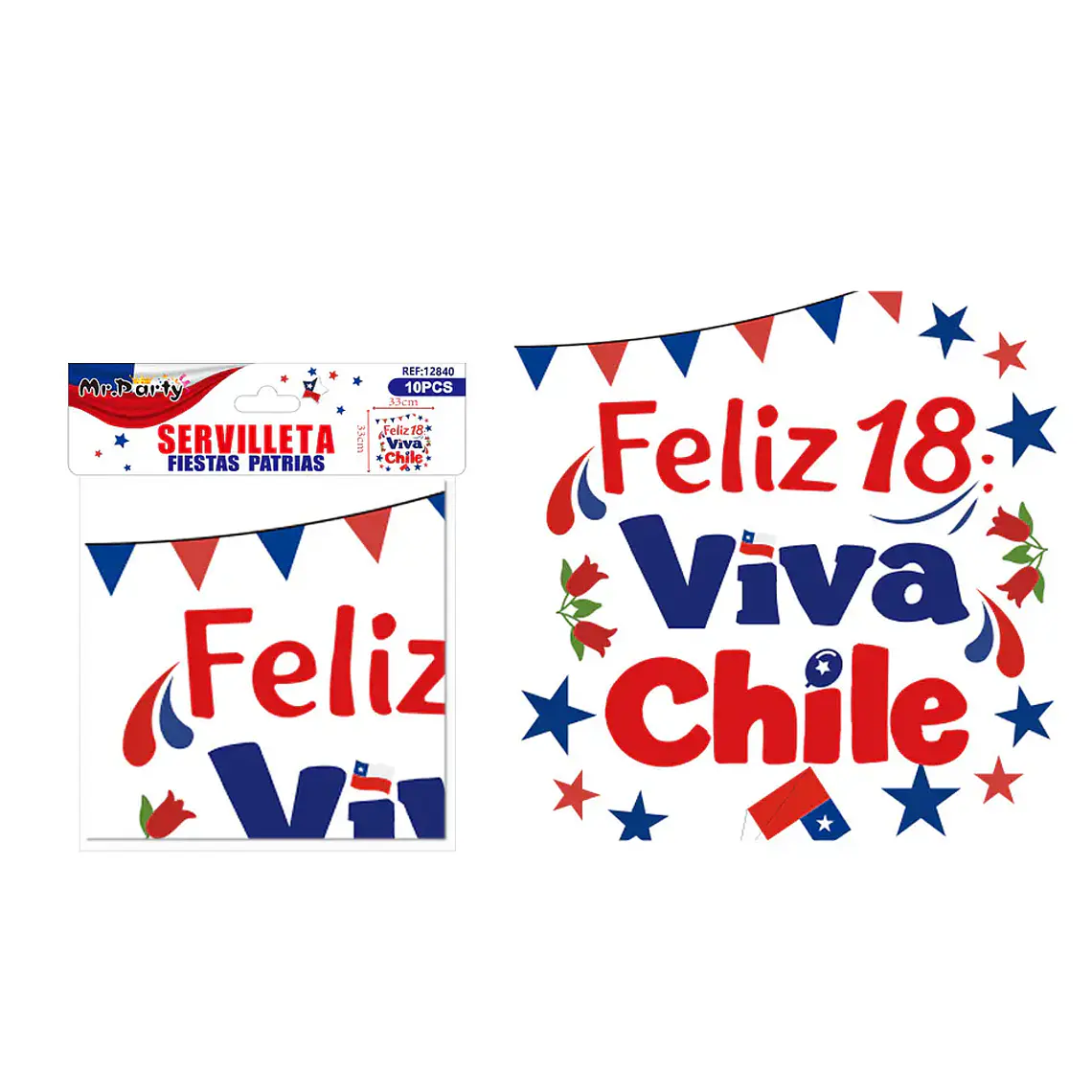 Pack 3 Servilletas Fiestas Patrias 33cm 30unid 5
