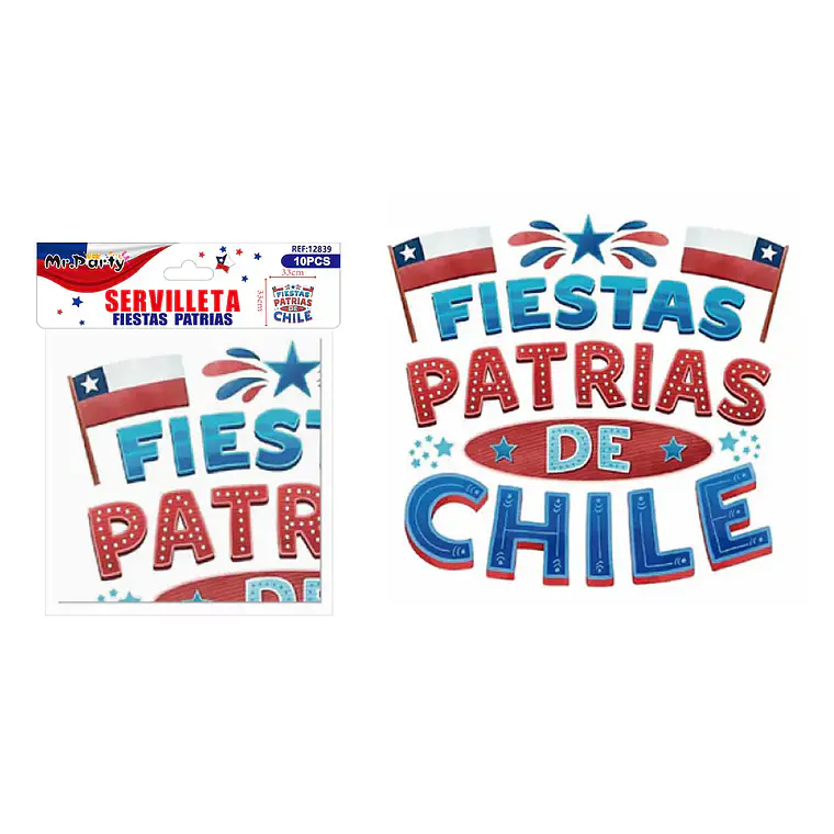 Pack 3 Servilletas Fiestas Patrias 33cm 30unid 6