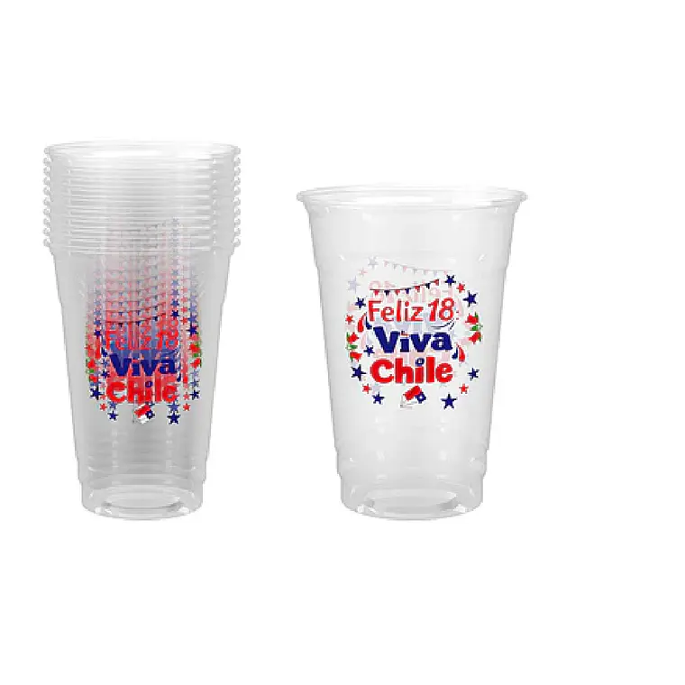 Vasos de plástico PET Fiestas Patrias 10*12cm 500ml x30 unid 2