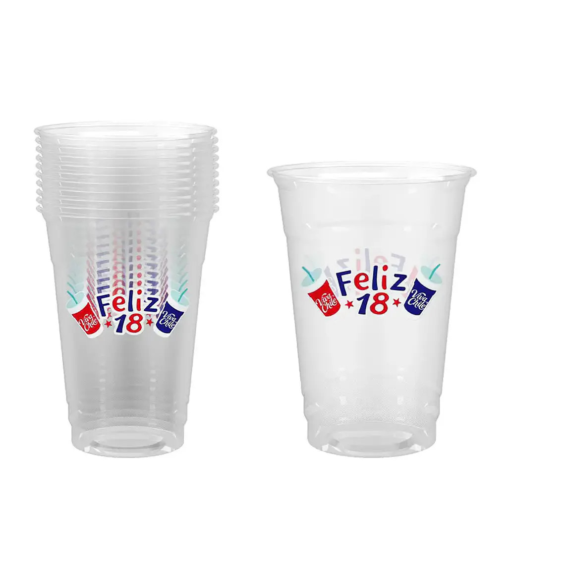 Vasos de plástico PET Fiestas Patrias 10*12cm 500ml x30 unid 6