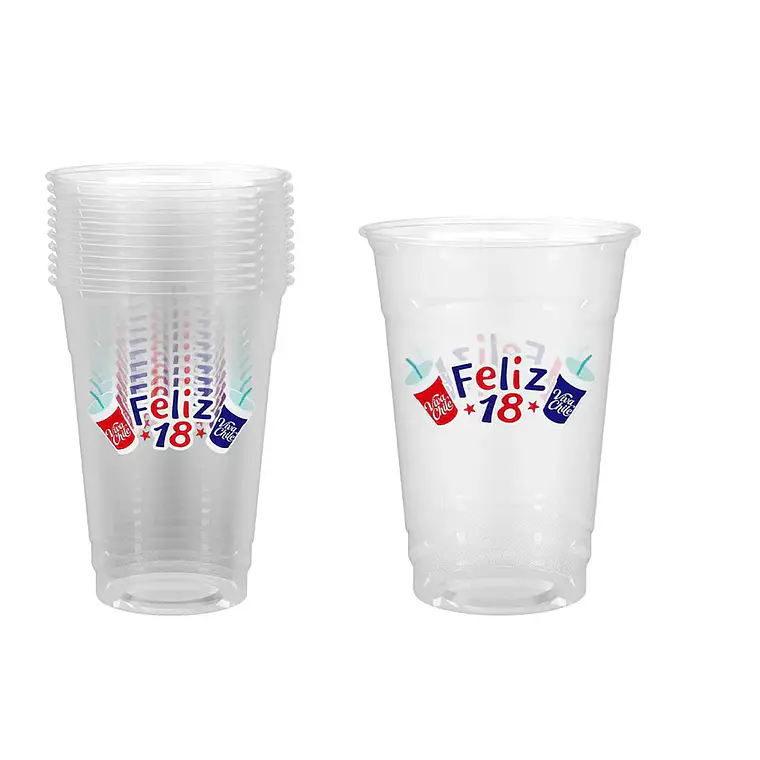 Vasos de plástico PET Fiestas Patrias 10*12cm 500ml x30 unid 6