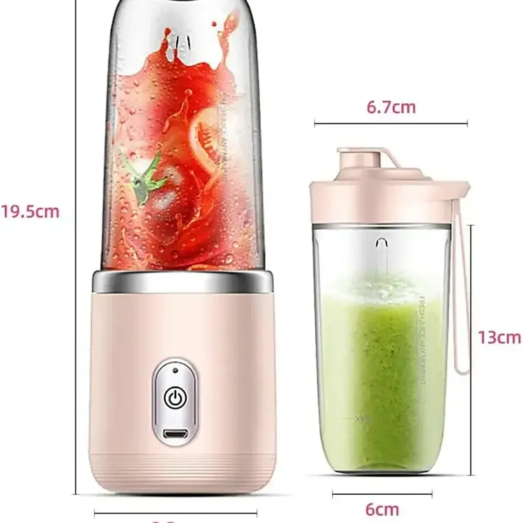 Mini Licuadora Portatil Usb Recargable 400ml Con 2 Vasos 3