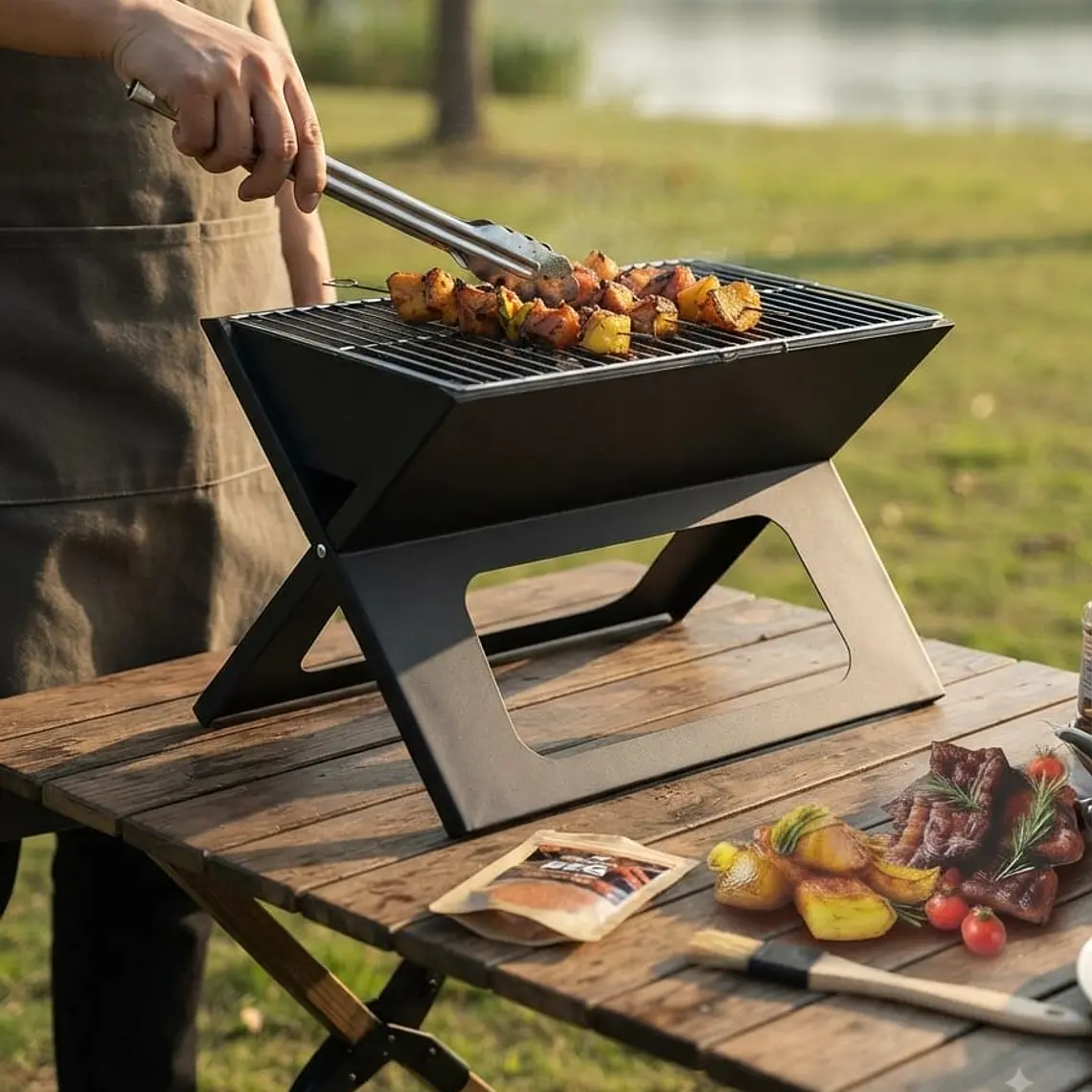 Asador De Carbón Portátil Plegable, Mini Parrilla Para Carne 1