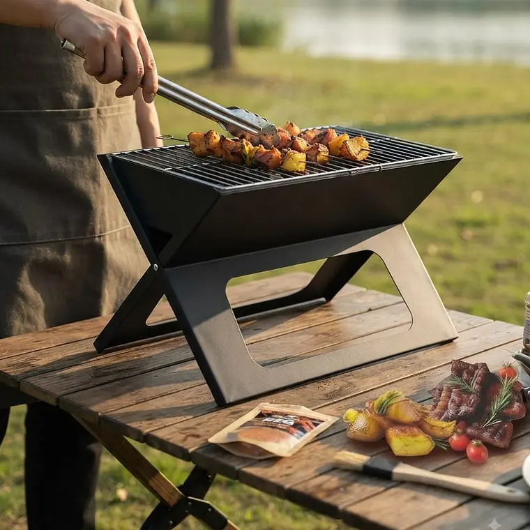 Asador De Carbón Portátil Plegable, Mini Parrilla Para Carne 1