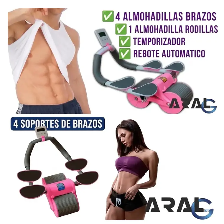 Rueda Para Abdominales Doble Con Rebote Automático Y Apoyo 4