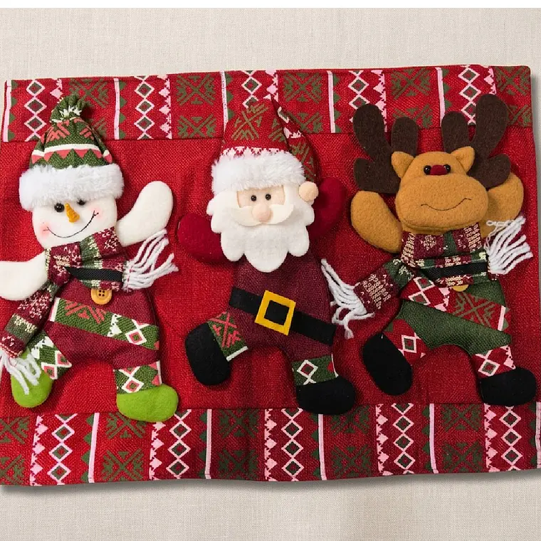 Camino De Mesa Navideño Con Muñecos 3d Viejito Pascuero Santa 2