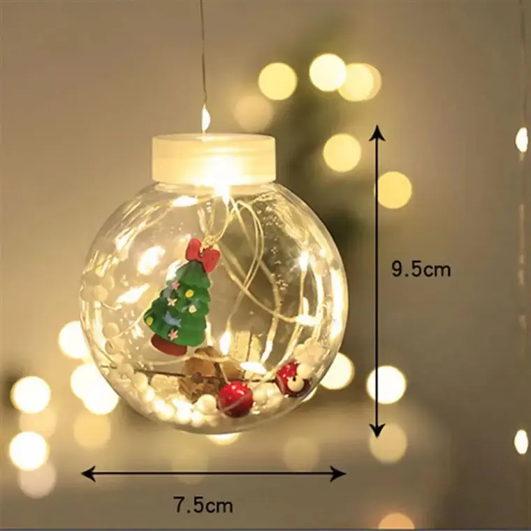 Cortina Luces de Navidad Led 3m Esferas Cálida Ambar Dorada Decoración Navideña 2