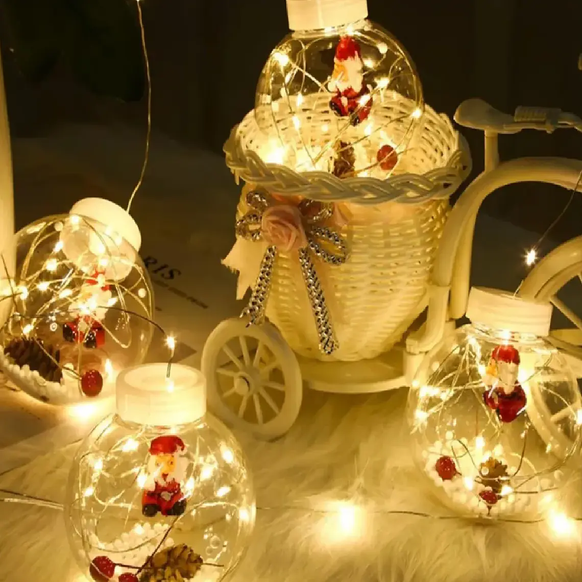 Cortina Luces de Navidad Led 3m Esferas Cálida Ambar Dorada Decoración Navideña 3