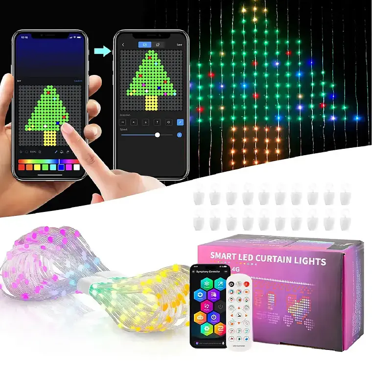 Cortina Luces Inteligente 400 Leds Rgb Diy Música App 3x3m 1