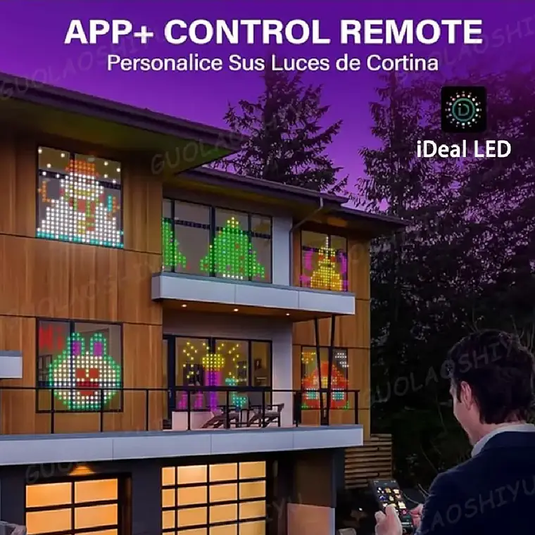 Cortina Luces Inteligente 400 Leds Rgb Diy Música App 3x3m 3