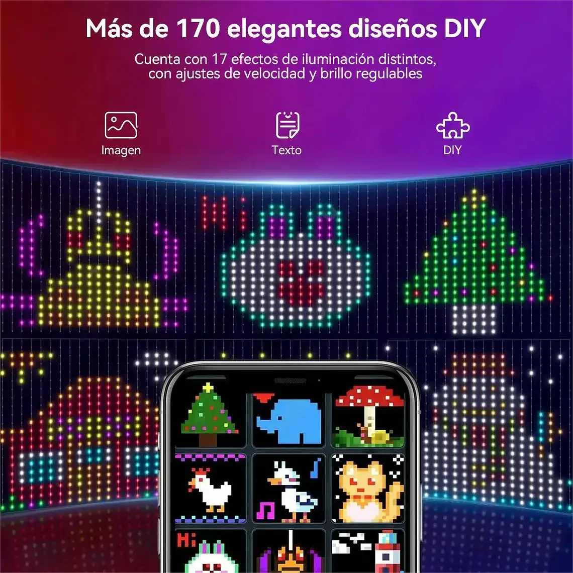 Cortina Luces Inteligente 400 Leds Rgb Diy Música App 3x3m 4