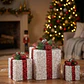 Juego de 3 piezas regalos de Navidad con luces y lazos rojos. - Miniatura 2