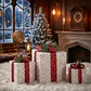 Juego de 3 piezas regalos de Navidad con luces y lazos rojos. - Miniatura 3