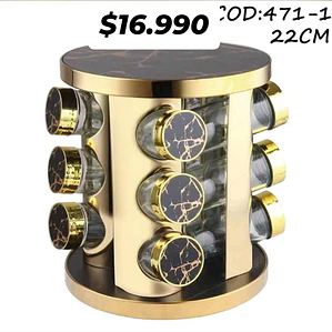Especiero giratorio 12 piezas 22cm Dorado 