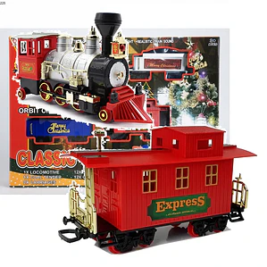 Clásico Tren Eléctrico Navideño Con 4 Vagones De 36 Piezas 382cm
