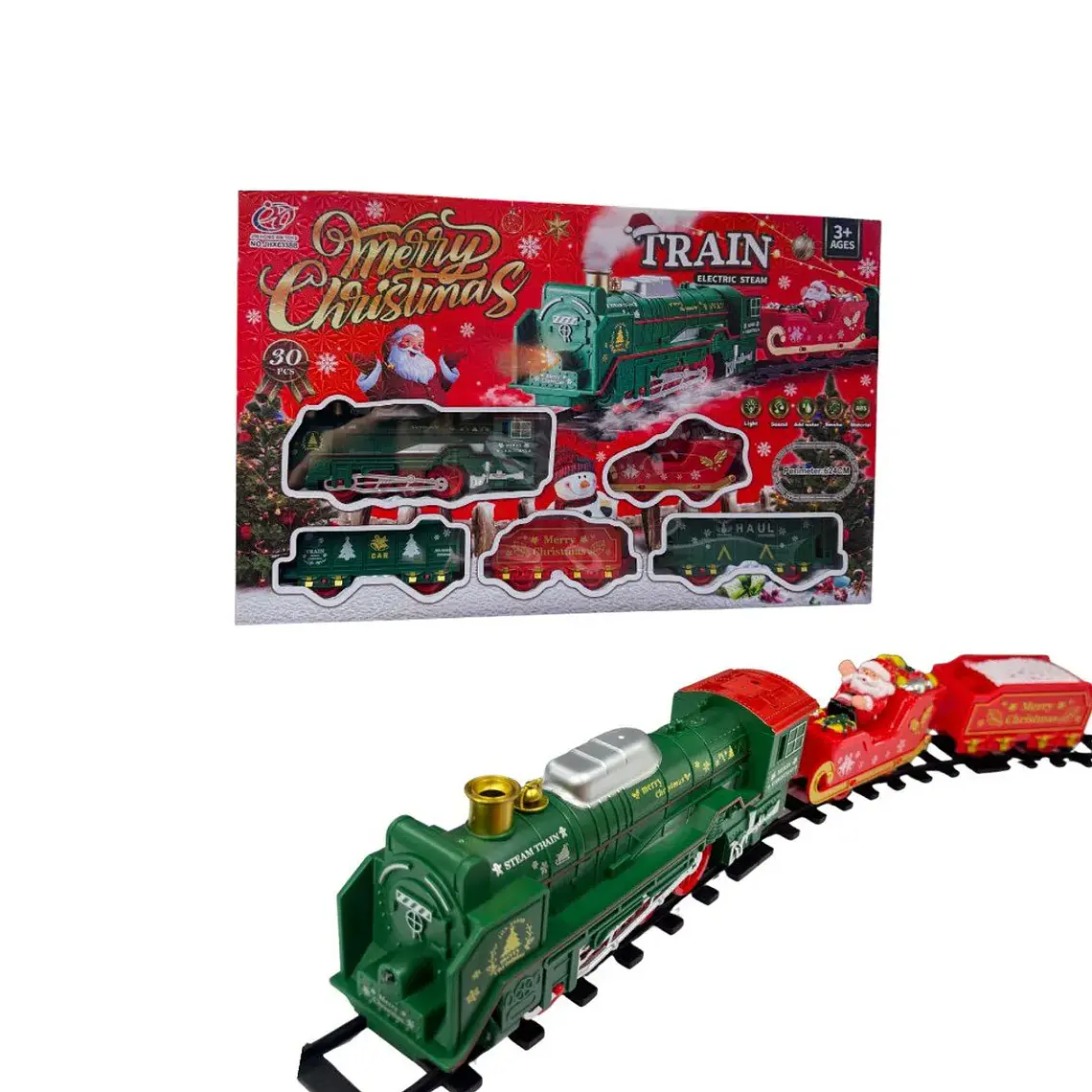 Tren Navideño Eléctrico a Vapor con Luces y Sonido 30 Piezas 2