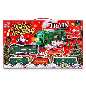 Tren Navideño Eléctrico a Vapor con Luces y Sonido 30 Piezas