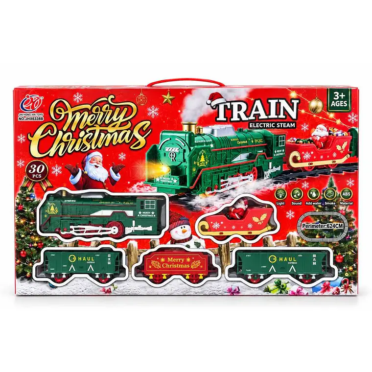 Tren Navideño Eléctrico a Vapor con Luces y Sonido 30 Piezas 1